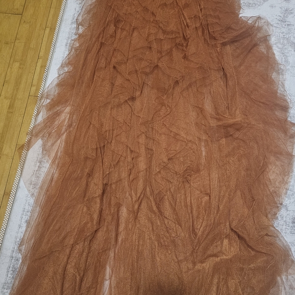 SHEIN Strapless Rust Ruffle Gown - Picture 2 of 3